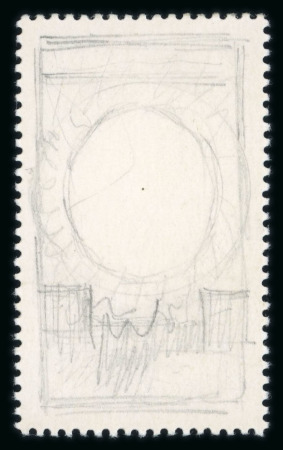 Stamp of Egypt » 1936-1952 King Farouk Definitives  » Essays 1936 Essays for the Young Farouk Portrait: Stamp-sized pencil drawing on a perforated card for the £E1 value