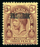 Stamp of Turks and Caicos Islands 1917-1919 War Tax accumulation on cards and Hagners