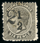 Stamp of Turks and Caicos Islands 1881 group of mint or unused surcharges on a Hagner