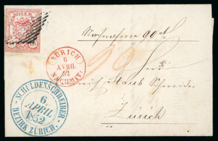 Stamp of Switzerland / Schweiz » Rayonmarken » Rayon III, kleine Ziffer (Cts.) 1852, Rayon III kleine Wertziffern Centimes, Type 9, auf Nachnahme