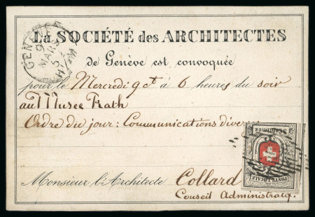 Stamp of Switzerland / Schweiz » "Waadt", "Neuenburg", "Winterthur" 1852, Neuenburg, in frischer Farbe, auf Einladungskarte
