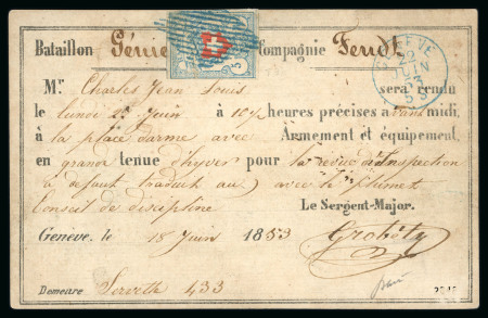 Stamp of Switzerland / Schweiz » Rayonmarken » Rayon I, hellblau, ohne KE (STEIN C2) Rayon I auf Marschbefehlkarte