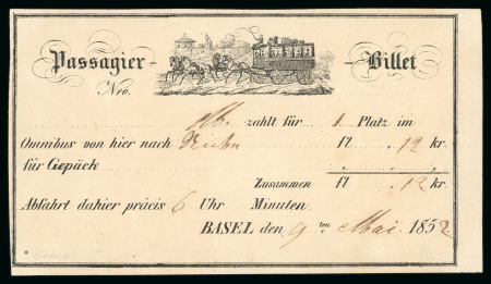 Stamp of Switzerland / Schweiz » Vorphilatelie 1852, Passagier Billet für einen Platz im Pferdeomnibus