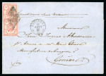 Stamp of Switzerland / Schweiz » Rayonmarken » Rayon III (grosse Ziffer) 1853, Rayon III grosse Wertziffern, 2 Einzelmarken auf Brief