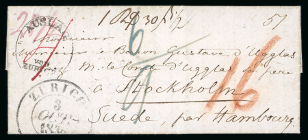Stamp of Switzerland / Schweiz » Vorphilatelie Schweiz 1836, Faltbrief von Zürich nach Stockholm