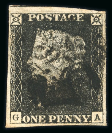 Stamp of Great Britain » 1840 1d Black and 1d Red plates 1a to 11 1840 1d black pl.1b GA with 4 good margins and black MC, with 'Inverted watermark'. Scarce. (S.G. £2000).