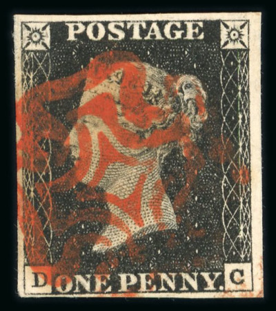 Stamp of Great Britain » 1840 1d Black and 1d Red plates 1a to 11 1840 1d black pl.1b DC with 4 good to large margins and orange-red MC, a fine example.