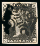 Stamp of Great Britain » 1840 1d Black and 1d Red plates 1a to 11 1840 1d black pl.1b CG with 4 large margins and black MC, a very fine example.