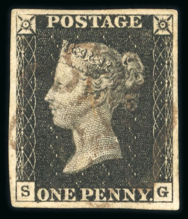Stamp of Great Britain » 1840 1d Black and 1d Red plates 1a to 11 1840 1d black pl.1b SG with 4 margins and brown (or brownish) MC. Fine.