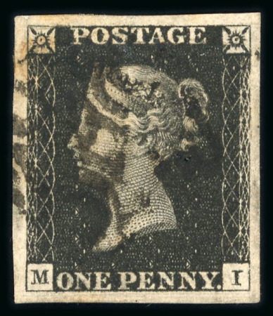 Stamp of Great Britain » 1840 1d Black and 1d Red plates 1a to 11 1840 1d black pl.1b MI with 4 very large margins and black MC, a fine end impressive example.