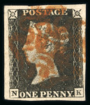 Stamp of Great Britain » 1840 1d Black and 1d Red plates 1a to 11 1840 1d black pl.1b range of 12 on card, each a fine 4 margin example with red MC.