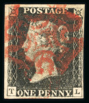 Stamp of Great Britain » 1840 1d Black and 1d Red plates 1a to 11 1840 1d black pl.1b range of 12 on card, each a fine 4 margin example with red MC.