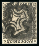 Stamp of Great Britain » 1840 1d Black and 1d Red plates 1a to 11 1840 1d black pl.1b an attractive group of 12 fine 4 margin examples on card.