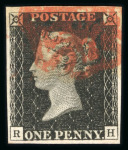 Stamp of Great Britain » 1840 1d Black and 1d Red plates 1a to 11 1840 1d black pl.1b an attractive group of 12 fine 4 margin examples on card.