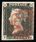 Stamp of Great Britain » 1840 1d Black and 1d Red plates 1a to 11 1840 1d black pl.1b an attractive group of 12 fine 4 margin examples on card.