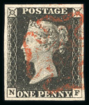Stamp of Great Britain » 1840 1d Black and 1d Red plates 1a to 11 1840 1d black pl.1b group of 12 fine 4 margin examples on card, each with red MC.