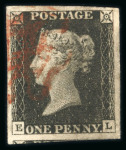 Stamp of Great Britain » 1840 1d Black and 1d Red plates 1a to 11 1840 1d black pl.1b range of 12 on card, each a fine 4 margin example.