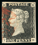 Stamp of Great Britain » 1840 1d Black and 1d Red plates 1a to 11 1840 1d black pl.1b range of 12 on card, each a fine 4 margin example.