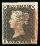 Stamp of Great Britain » 1840 1d Black and 1d Red plates 1a to 11 1840 1d black pl.1b accumulation of 32 on Hagner, each a fine 4 margin example, a most attractive group.