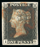 Stamp of Great Britain » 1840 1d Black and 1d Red plates 1a to 11 1840 1d black pl.1b accumulation of 32 on Hagner, each a fine 4 margin example, a most attractive group.