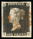 Stamp of Great Britain » 1840 1d Black and 1d Red plates 1a to 11 1840 1d black pl.1b accumulation of 32 on Hagner, each a fine 4 margin example, a most attractive group.