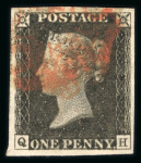 Stamp of Great Britain » 1840 1d Black and 1d Red plates 1a to 11 1840 1d black pl.1b range of 67 examples on Hagner, all have 4 margins, most are fine, and each has a different check letter (between AA and TJ), a very useful and substantial accumulation.
