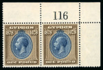 Stamp of Cyprus 1928 Anniversary £1 mint n.h. upper right corner marginal pair