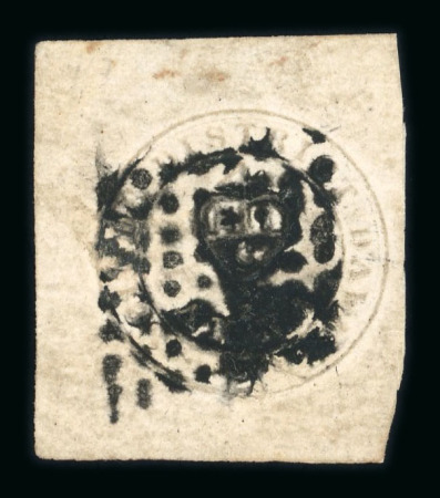 Stamp of India » 1852 Scinde Dawk 1852 1/2a White Scinde Dawk, large margins, sharp embossing, cancelled by Cooper Type B