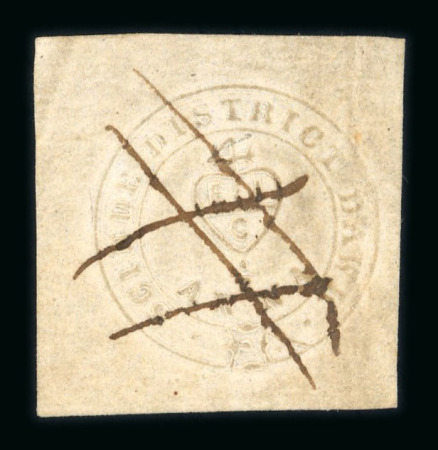 Stamp of India » 1852 Scinde Dawk 1852 1/2a White Scinde Dawk large margins sharp embossing manuscript cancelled