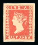 Stamp of India » 1854 Lithographs 1854 SG1 1/2a vermillion design with 9.5 arches printed but not issued for use,