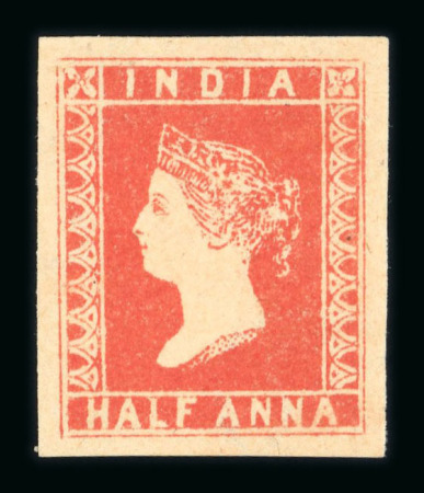 Stamp of India » 1854 Lithographs 1854 SG1 1/2a vermillion design with 9.5 arches printed but not issued for use,