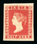 Stamp of India » 1854 Lithographs 1854 SG1a 1/2a deep vermillion with 9.5 arches printed but not issued for use