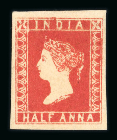 Stamp of India » 1854 Lithographs 1854 SG1a 1/2a deep vermillion with 9.5 arches printed but not issued for use