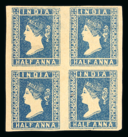 Stamp of India » 1854 Lithographs 1854 SG2 1/2a Blue Die I unused block of four