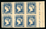Stamp of India » 1854 Lithographs 1854 SG6 1/2a Blue Die II unused block of six