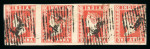 Stamp of India » 1854 Lithographs 1854 SG13 1a Red Die II used strip of four