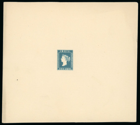 Stamp of India » 1854 Lithographs 1854 (Feb.) Capt. Thullier’s lithographed essay printed singly, in blue on yellowish wove paper