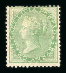 Stamp of India » 1855-1946 De La Rue and later Crown Colony Issues 1856-64 SG50 2a Yellow-Green printed but not issued.