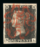 Stamp of Great Britain » 1840 1d Black and 1d Red plates 1a to 11 1840 1d black pl.5 NA state I and II, and 1d red-brown pl. 5 NA state II and III used