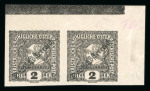 Stamp of Austria » Deutsch-Österreich Austria Österreich 1919 2H Ztgsm. Paar in Probefarbe grau, postfr