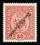 Stamp of Austria » Deutsch-Österreich Austria Österreich 1919 80H Deutschösterreich kopfstehender Aufdruck, ungebr.