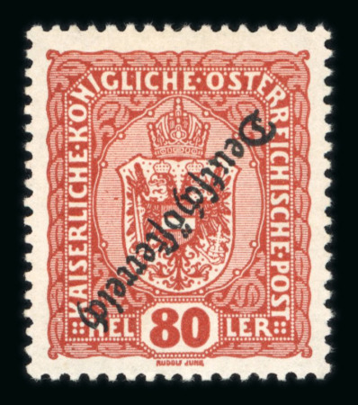 Stamp of Austria » Deutsch-Österreich Austria Österreich 1919 80H Deutschösterreich kopfstehender Aufdruck, ungebr.