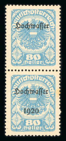 Stamp of Austria » Deutsch-Österreich Austria Österreich 1921 80H Hochwasser Paar mit und ohne 1920