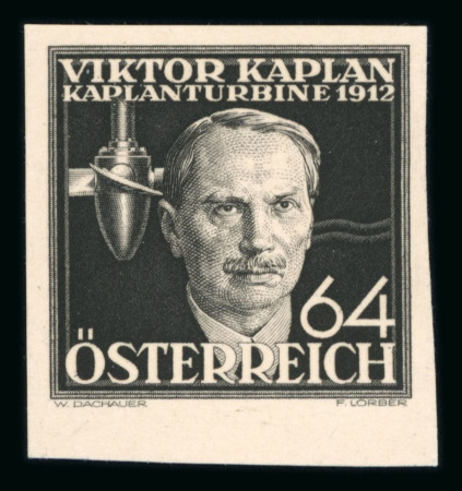 Stamp of Austria » 1st. Republic Austria Österreich 1936 Erfinder kpl. Schwarzdrucke auf Karton