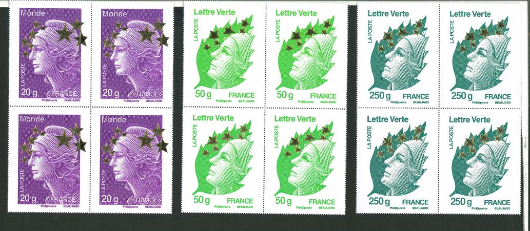 Stamp of France » Émissions à partir de 1900 2012, série Maxi Marianne étoiles d'or Y&T n° 4662A-4662Q