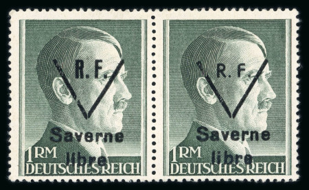 Stamp of France » Libération Saverne : 1944, 1Mk vert-gris Mayer n° 20 en paire