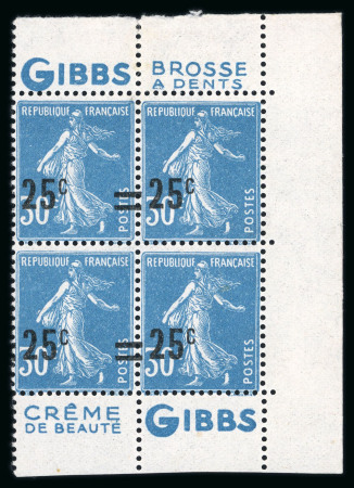 Stamp of France » Variétés et curiosités 1926, Semeuse Y&T n°217, 25c sur 30c bleu, variété