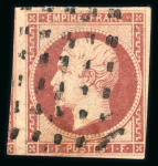 Stamp of France » Empire 1853-1862 1853, Napoléon non dentelé Y&T n°18, 1f carmin oblitéré