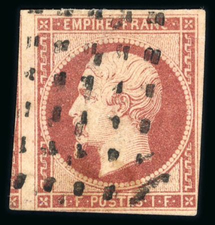 Stamp of France » Empire 1853-1862 1853, Napoléon non dentelé Y&T n°18, 1f carmin oblitéré