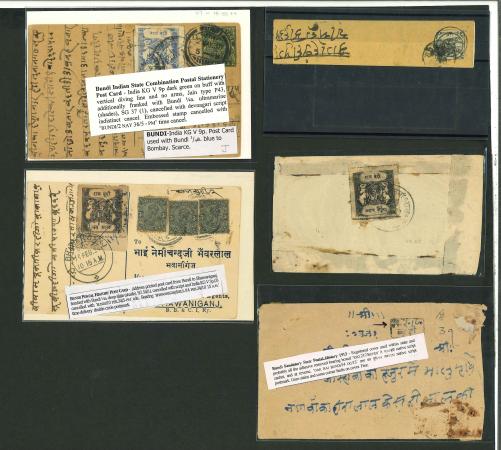 Stamp of Indian States » Bundi 1894-1914 Bundi, 5 covers including 2 postcards and